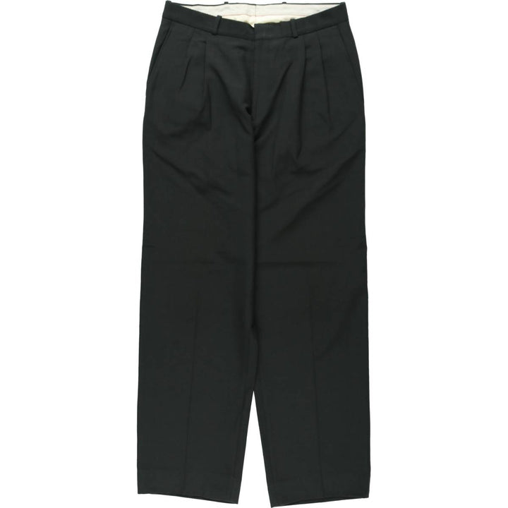 Merit Two-Pleat Wool Trousers/Slacks, Made in Canada, Men's Size W32 (approx.) wool Charcoal Vintage Second Hand