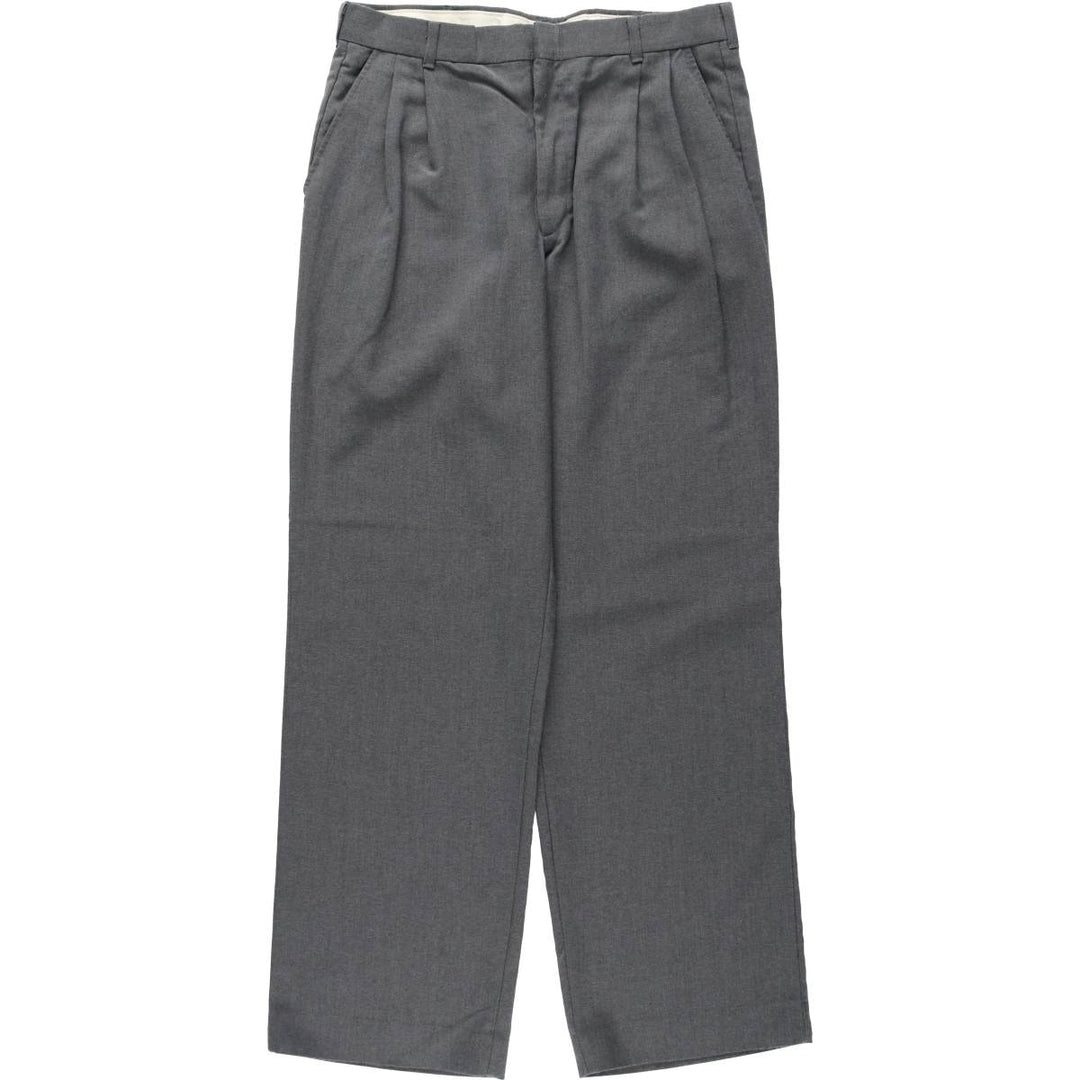 80s-90'S Town Craft Two-Pleat Slacks Pants, Made in USA, Men's W32 (approx.), Vintage polyester gray type Vintage Second Hand