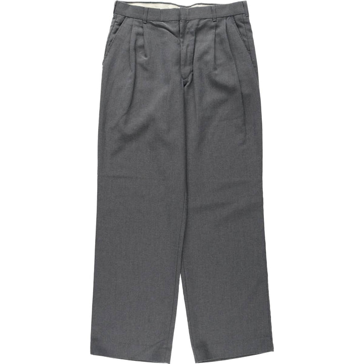 80s-90'S Town Craft Two-Pleat Slacks Pants, Made in USA, Men's W32 (approx.), Vintage polyester gray type Vintage Second Hand