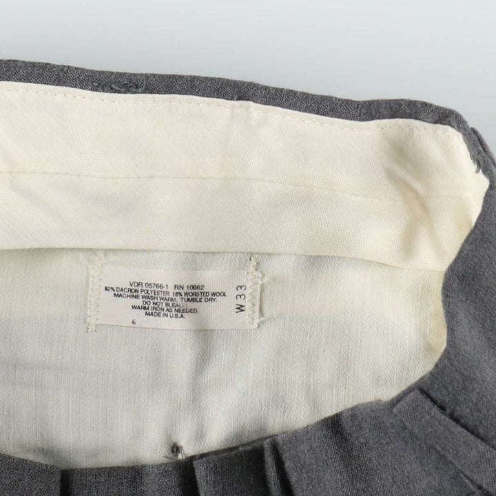 80s-90'S Town Craft Two-Pleat Slacks Pants, Made in USA, Men's W32 (approx.), Vintage polyester gray type Vintage Second Hand