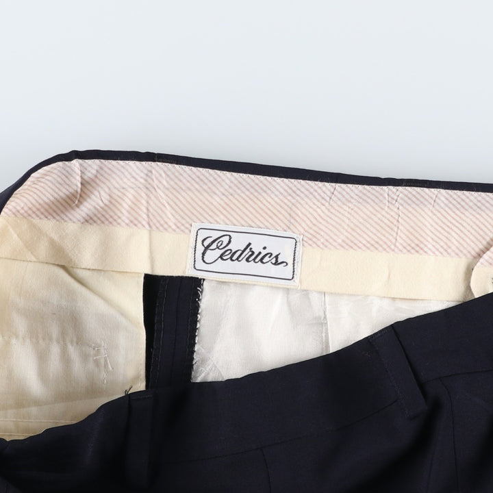 BUGATTI Three-Pleat Wool Trousers, Men's Size W33 (approx.) wool navy blue type Vintage Second Hand
