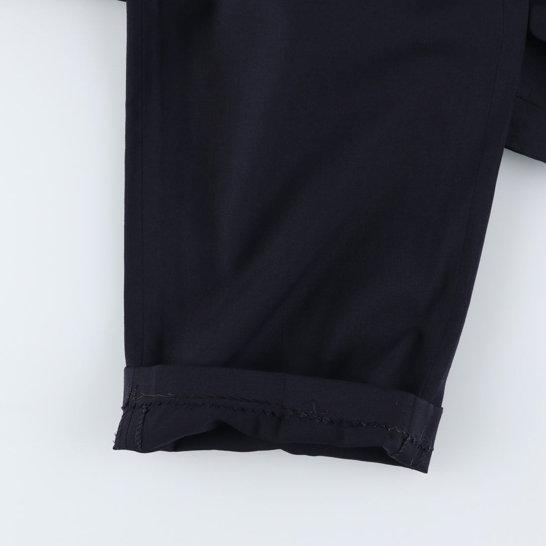 BUGATTI Three-Pleat Wool Trousers, Men's Size W33 (approx.) wool navy blue type Vintage Second Hand