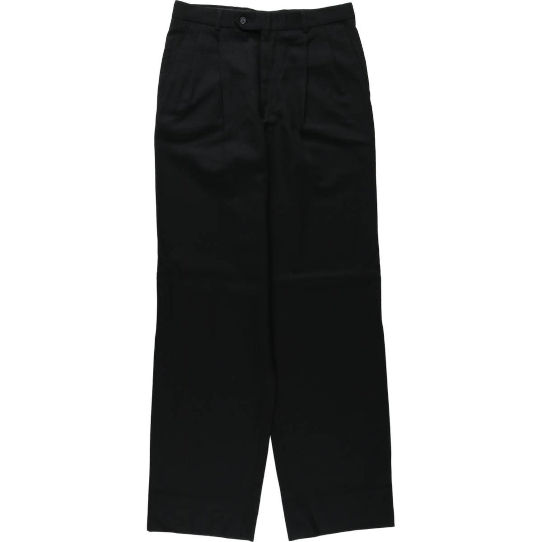 Embassy Square Two-Pleat Wool Trousers, Men's Size W31 (approx.), Vintage wool black type Vintage Second Hand