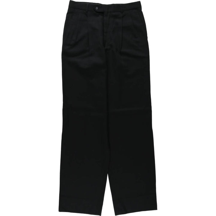 Embassy Square Two-Pleat Wool Trousers, Men's Size W31 (approx.), Vintage wool black type Vintage Second Hand