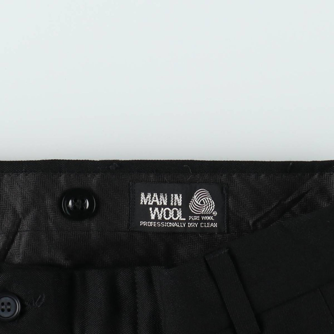 Embassy Square Two-Pleat Wool Trousers, Men's Size W31 (approx.), Vintage wool black type Vintage Second Hand