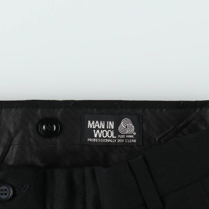Embassy Square Two-Pleat Wool Trousers, Men's Size W31 (approx.), Vintage wool black type Vintage Second Hand