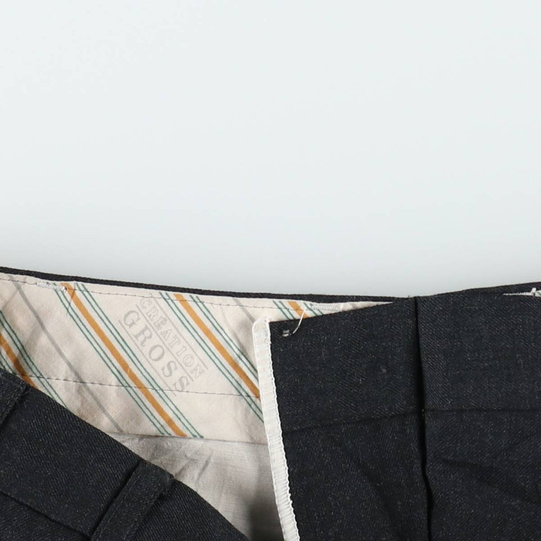 ~1980'S Creation Gross Two-Pleat Slacks Wide Pants Men's W31 (approx.) unclear gray type Vintage Second Hand