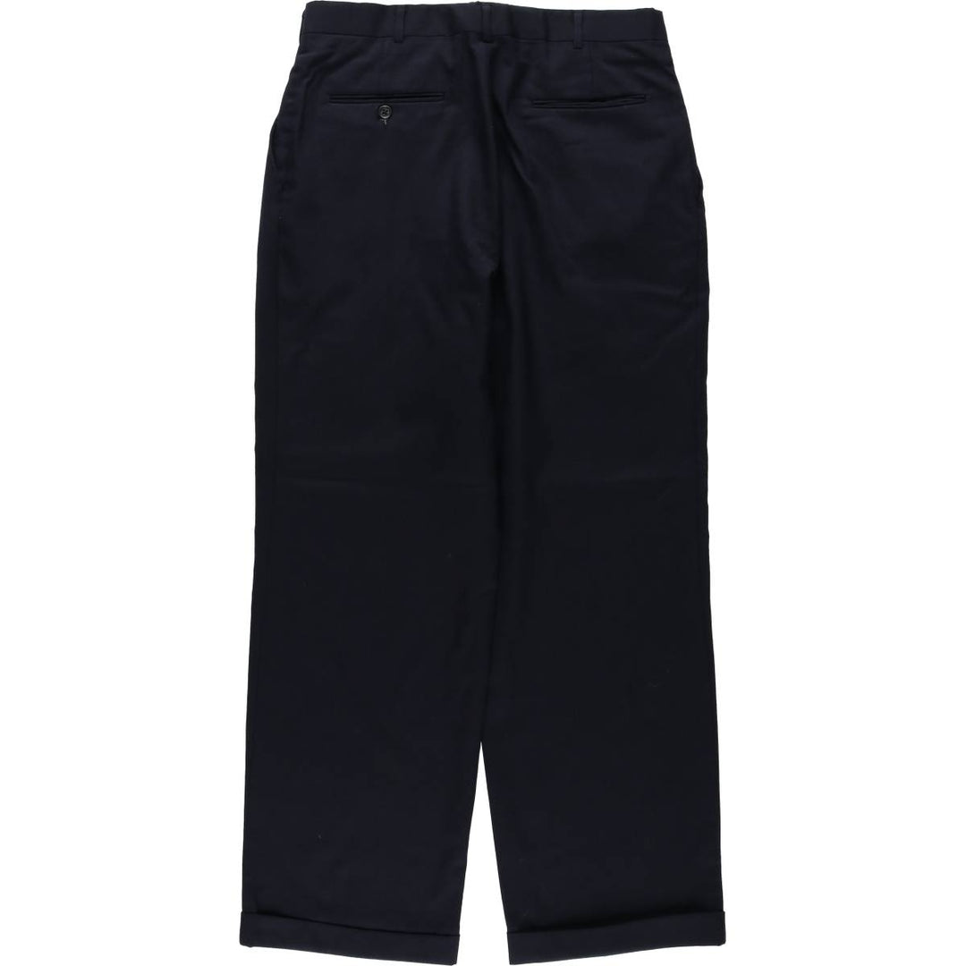 ~1990'S Deansgate Tailors Row Two-Pleat Wool Trousers, Men's Size W31 (approx.), Vintage wool navy blue type Vintage Second Hand
