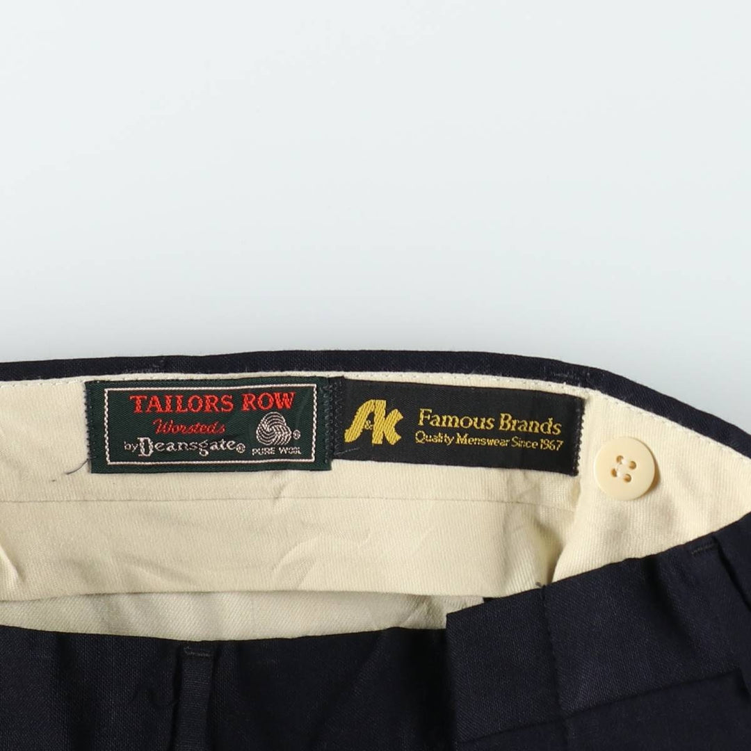 ~1990'S Deansgate Tailors Row Two-Pleat Wool Trousers, Men's Size W31 (approx.), Vintage wool navy blue type Vintage Second Hand