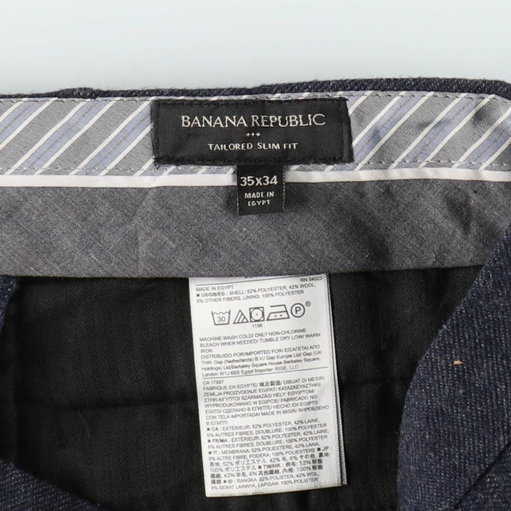 Banana Republic men's slacks (approx. W36) polyester navy blue type Vintage Second Hand