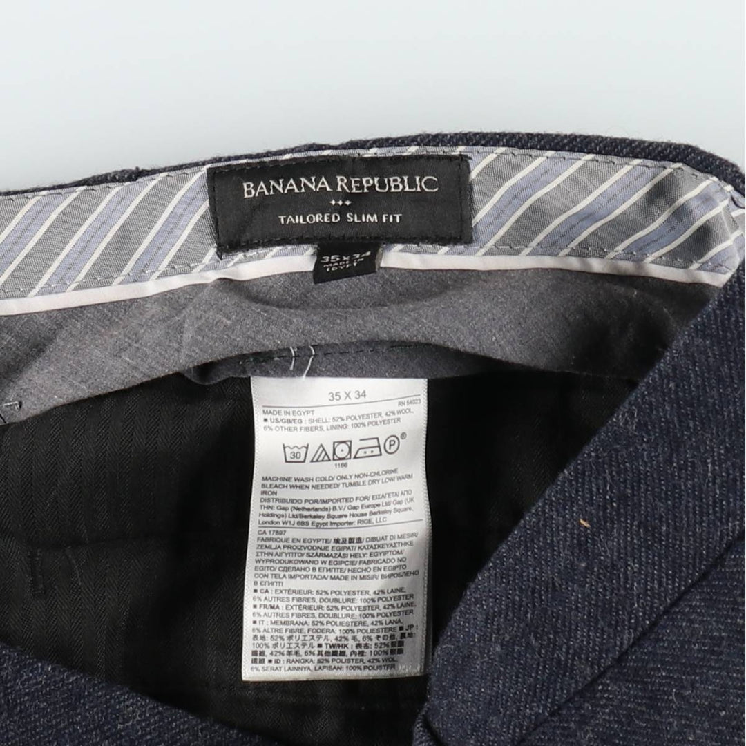 Banana Republic men's slacks (approx. W36) polyester navy blue type Vintage Second Hand