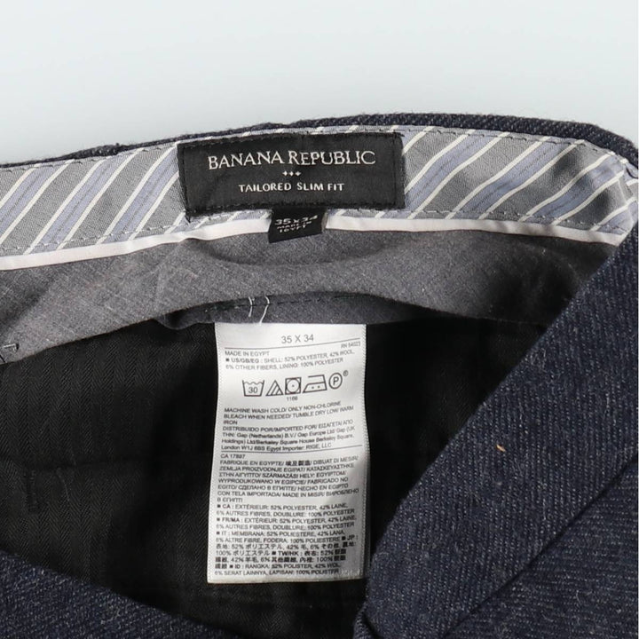 Banana Republic men's slacks (approx. W36) polyester navy blue type Vintage Second Hand