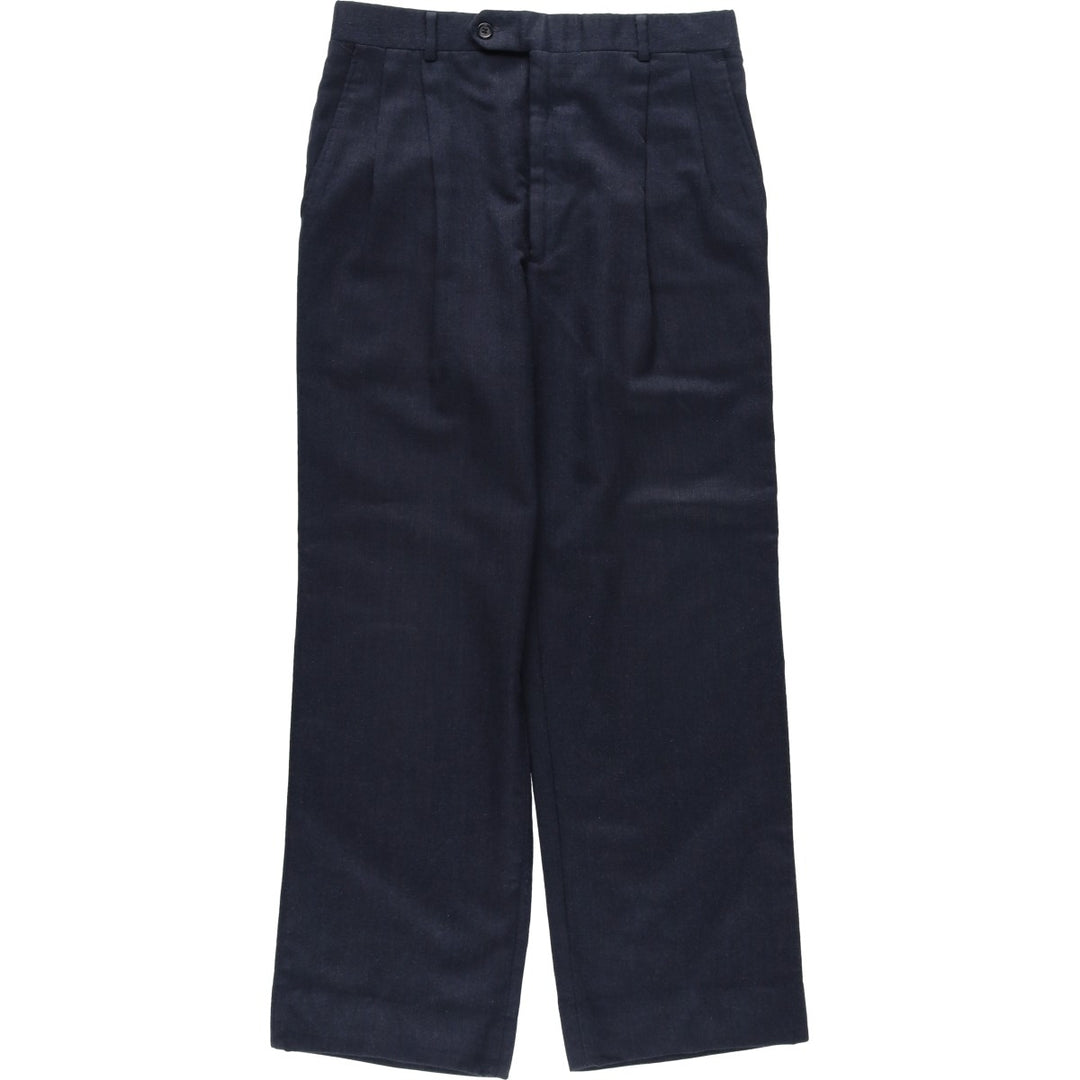 ~1990'S Saks Fifth Avenue Two-Pleat Wool Trousers, Men's Size W31 (approx.), Vintage wool navy blue type Vintage Second Hand