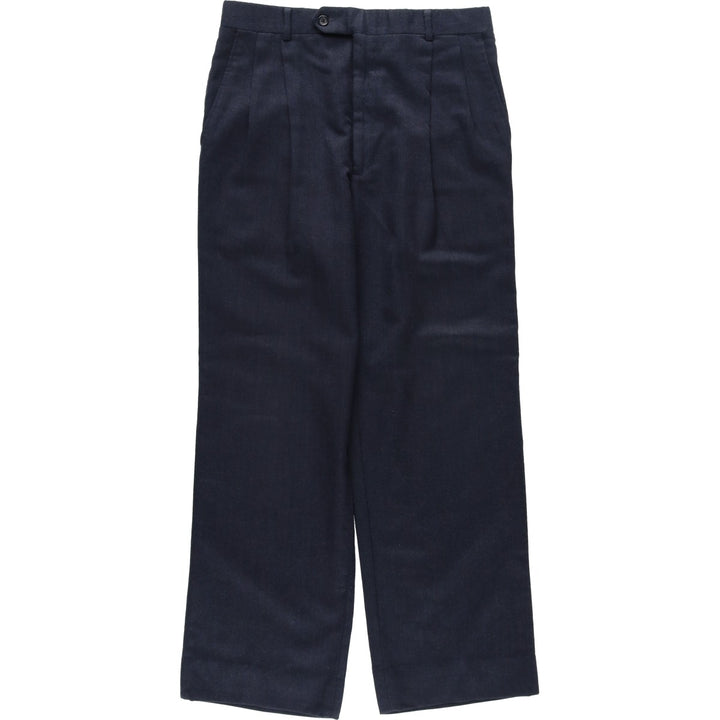 ~1990'S Saks Fifth Avenue Two-Pleat Wool Trousers, Men's Size W31 (approx.), Vintage wool navy blue type Vintage Second Hand