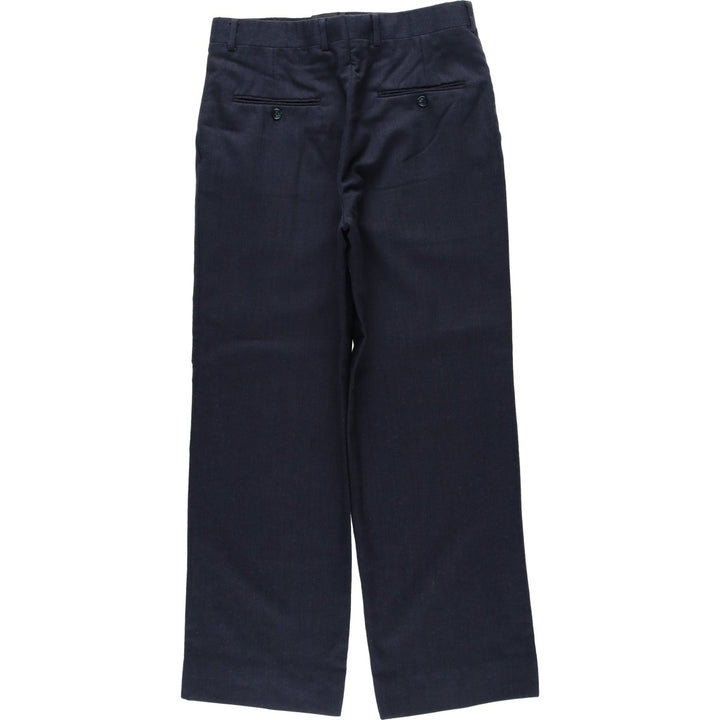 ~1990'S Saks Fifth Avenue Two-Pleat Wool Trousers, Men's Size W31 (approx.), Vintage wool navy blue type Vintage Second Hand