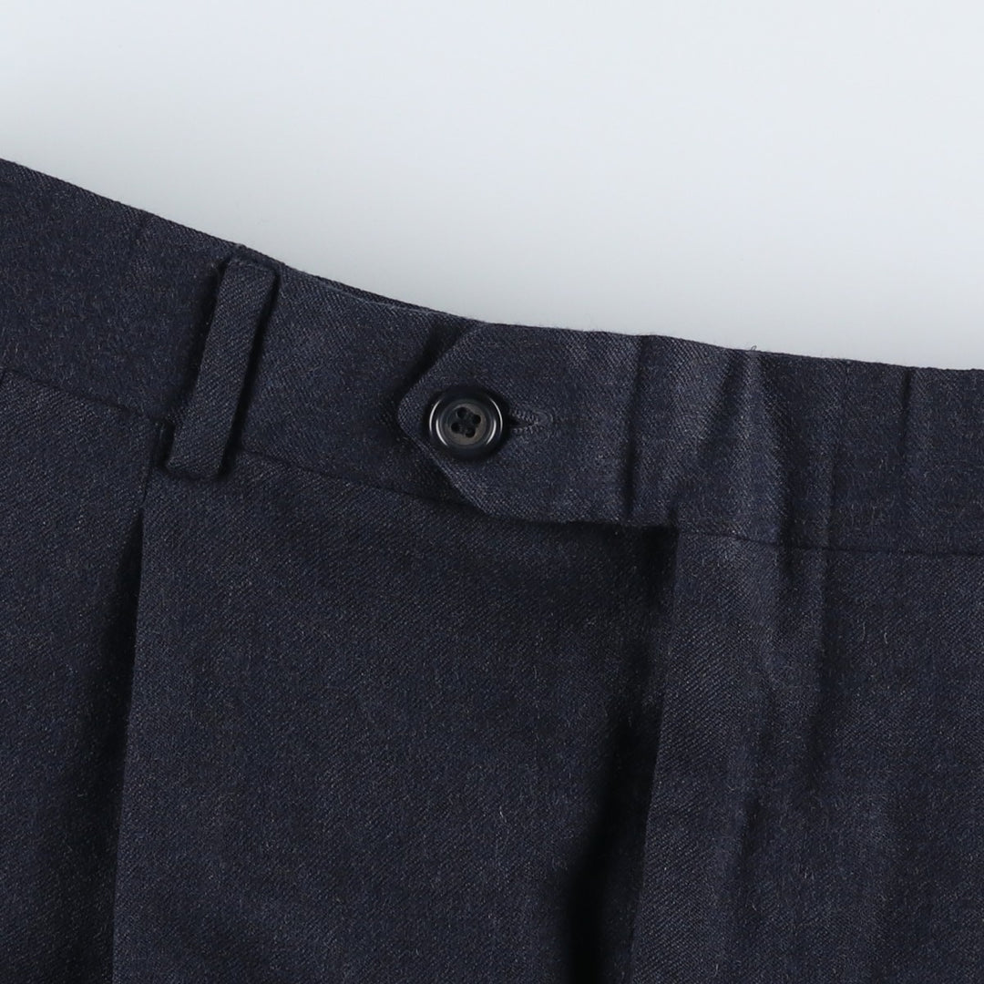 ~1990'S Saks Fifth Avenue Two-Pleat Wool Trousers, Men's Size W31 (approx.), Vintage wool navy blue type Vintage Second Hand