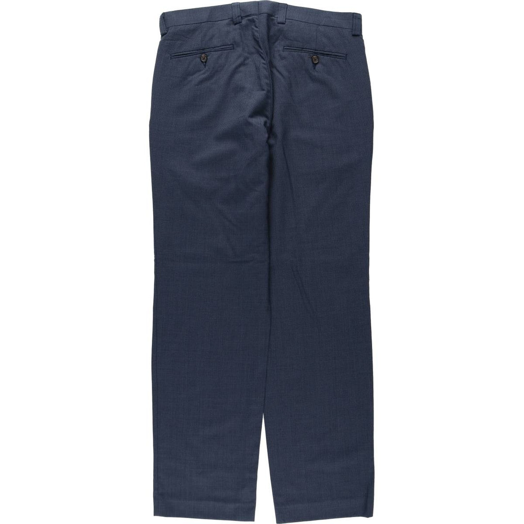 Ralph Lauren LAUREN Check Pattern Wool Pants Slacks Men's W34 (approx.) wool navy blue type Vintage Second Hand