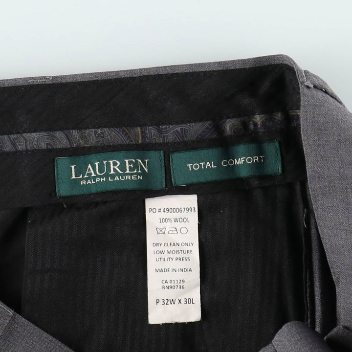 Ralph Lauren LAUREN Lauren Two-pleat wool pants slacks for men, W33 equivalent wool gray type Vintage Second Hand