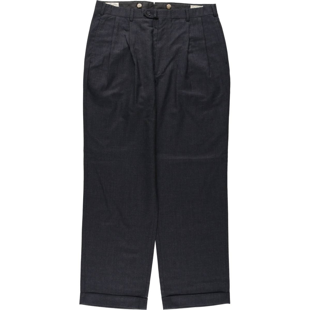 MAJER SLACKS Two-Pleat Wool Trousers, Made in USA, Men's Size W34 (approx.), Vintage wool Charcoal Vintage Second Hand