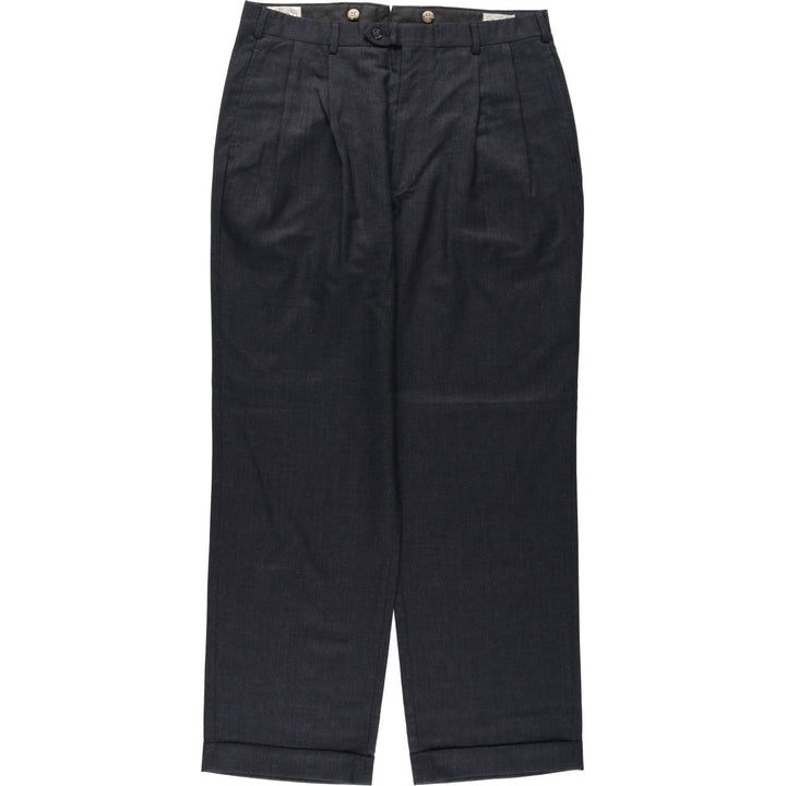 MAJER SLACKS Two-Pleat Wool Trousers, Made in USA, Men's Size W34 (approx.), Vintage wool Charcoal Vintage Second Hand