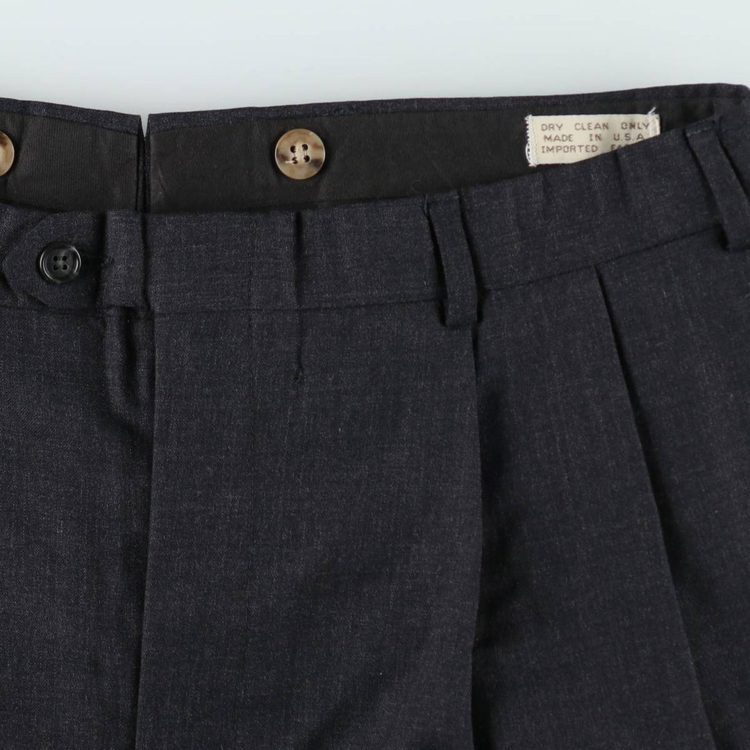 MAJER SLACKS Two-Pleat Wool Trousers, Made in USA, Men's Size W34 (approx.), Vintage wool Charcoal Vintage Second Hand