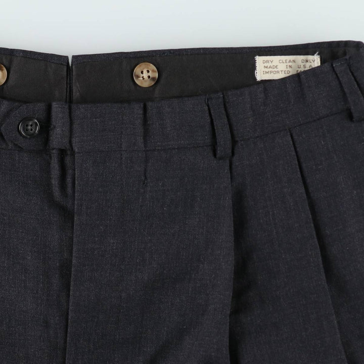 MAJER SLACKS Two-Pleat Wool Trousers, Made in USA, Men's Size W34 (approx.), Vintage wool Charcoal Vintage Second Hand