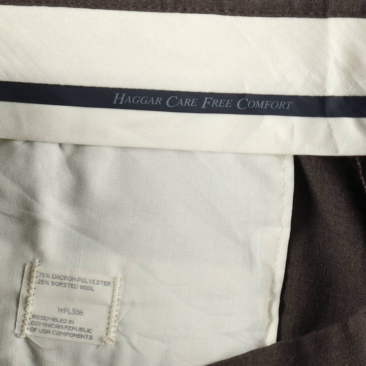 Haggar 2-pleat slacks for men, size W34 polyester brown type Vintage Second Hand