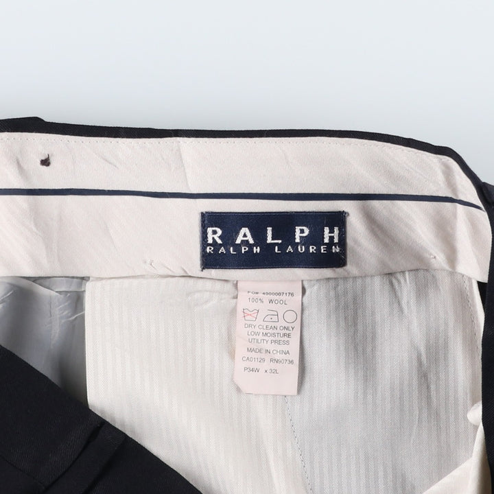 Ralph Lauren RALPH Two-pleat Wool Pants Slacks Men's Size W34 wool navy blue type Vintage Second Hand