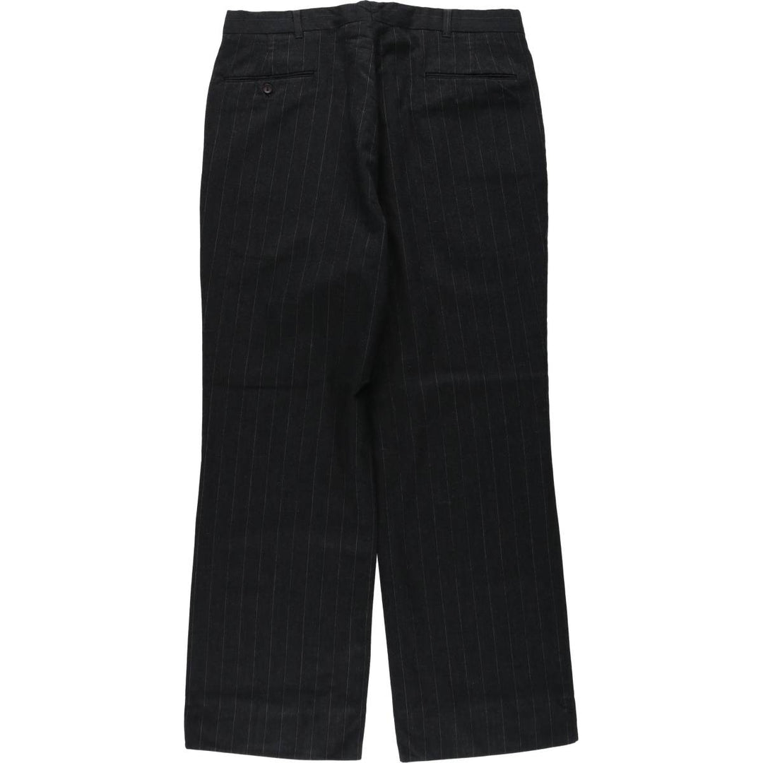 ~90'S Stripe Pattern Slacks Wide Pants Men's W34 equivalent Single Pleat unclear black type Vintage Second Hand