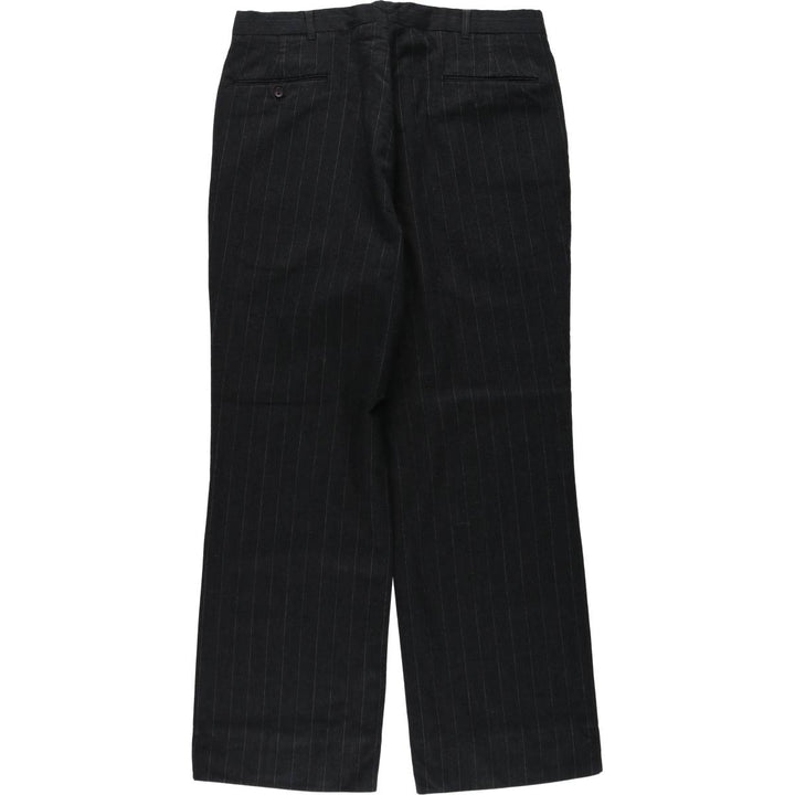 ~90'S Stripe Pattern Slacks Wide Pants Men's W34 equivalent Single Pleat unclear black type Vintage Second Hand