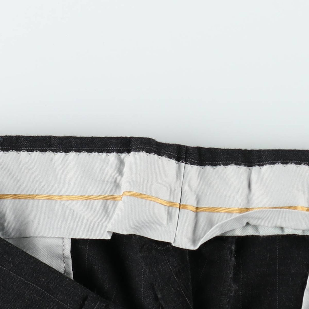 ~90'S Stripe Pattern Slacks Wide Pants Men's W34 equivalent Single Pleat unclear black type Vintage Second Hand