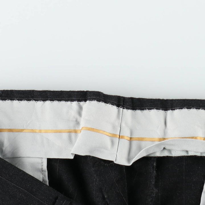 ~90'S Stripe Pattern Slacks Wide Pants Men's W34 equivalent Single Pleat unclear black type Vintage Second Hand