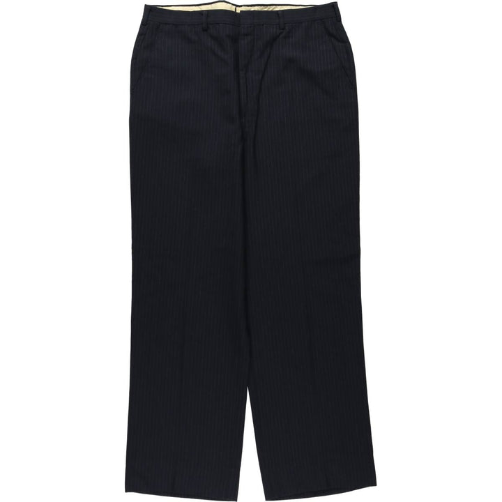Striped Pattern Slacks Pants, Men's W35 (approx.), Vintage unclear navy blue type Vintage Second Hand