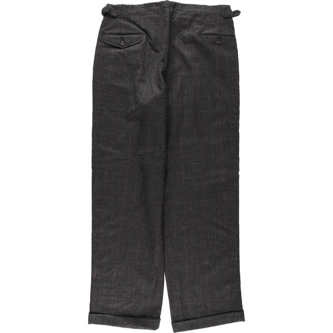 ~90'S Country Britches Check Pattern Glen Plaid Two-Pleat Slacks Pants Men's W33 (approx.) Vintage unclear Charcoal Vintage Second Hand
