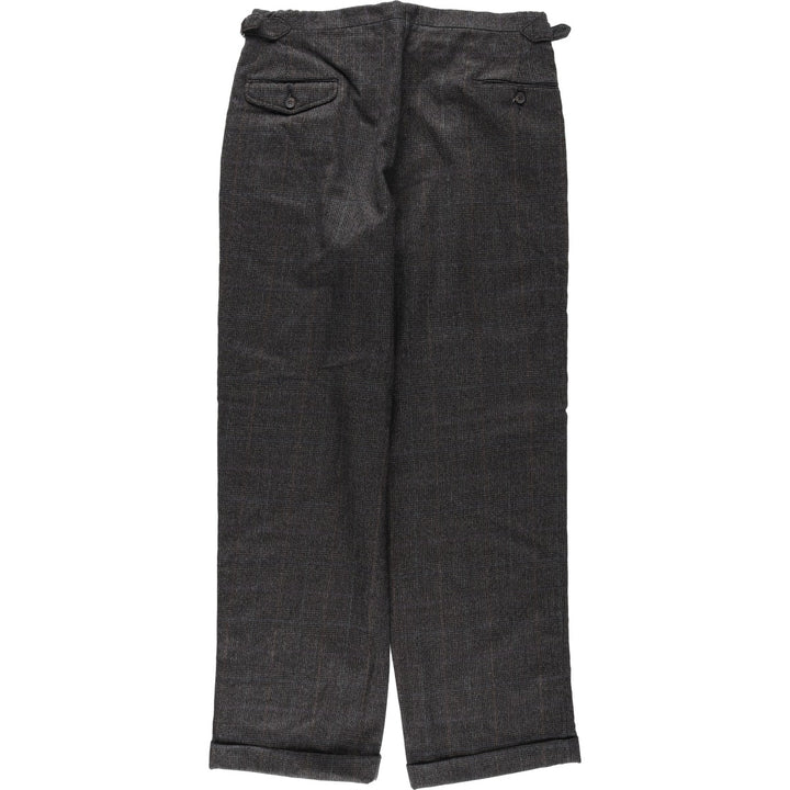 ~90'S Country Britches Check Pattern Glen Plaid Two-Pleat Slacks Pants Men's W33 (approx.) Vintage unclear Charcoal Vintage Second Hand