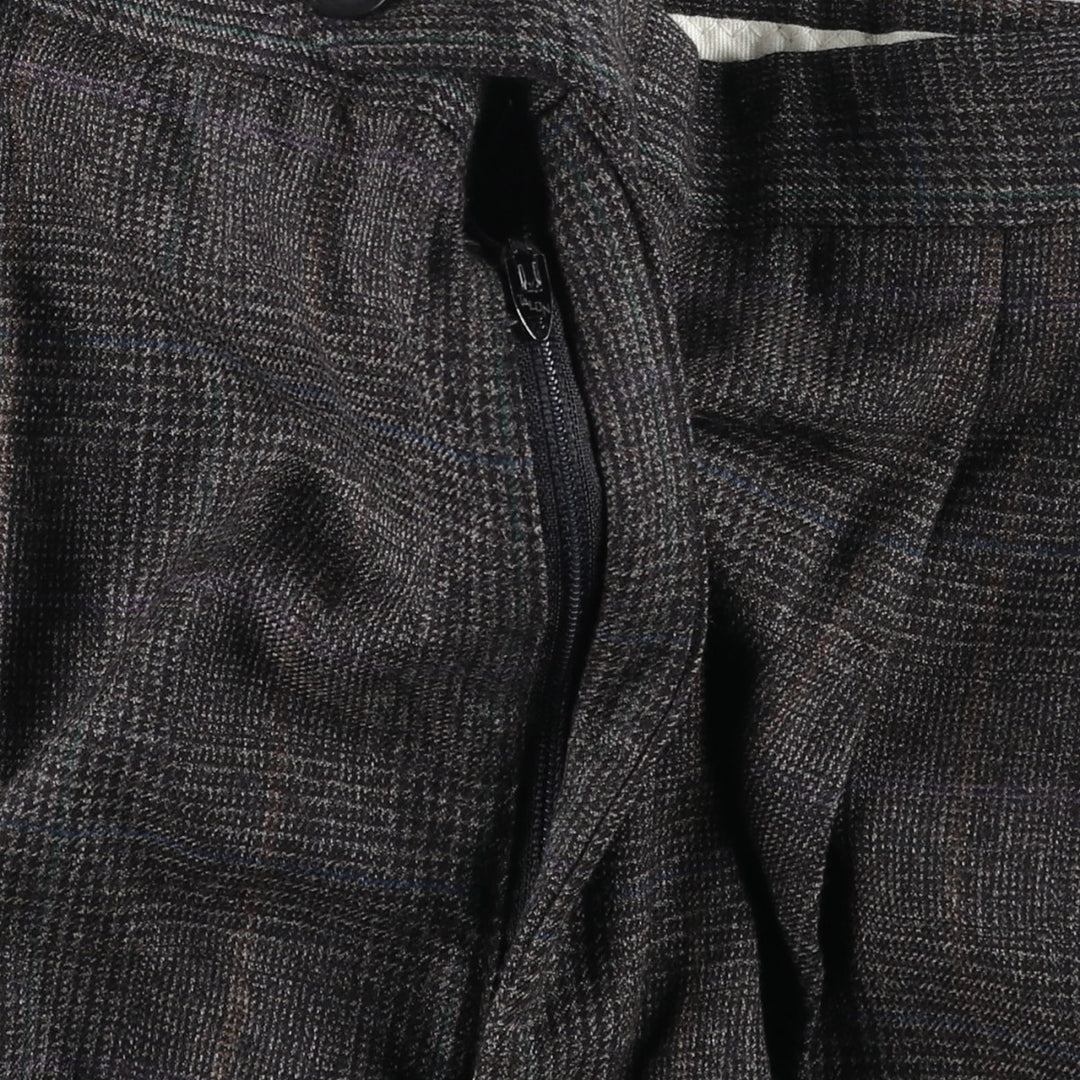 ~90'S Country Britches Check Pattern Glen Plaid Two-Pleat Slacks Pants Men's W33 (approx.) Vintage unclear Charcoal Vintage Second Hand