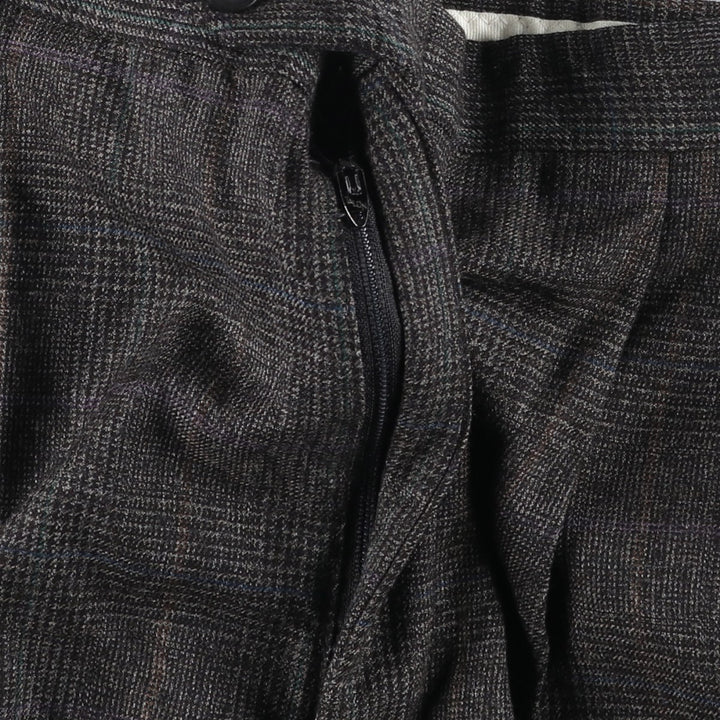 ~90'S Country Britches Check Pattern Glen Plaid Two-Pleat Slacks Pants Men's W33 (approx.) Vintage unclear Charcoal Vintage Second Hand