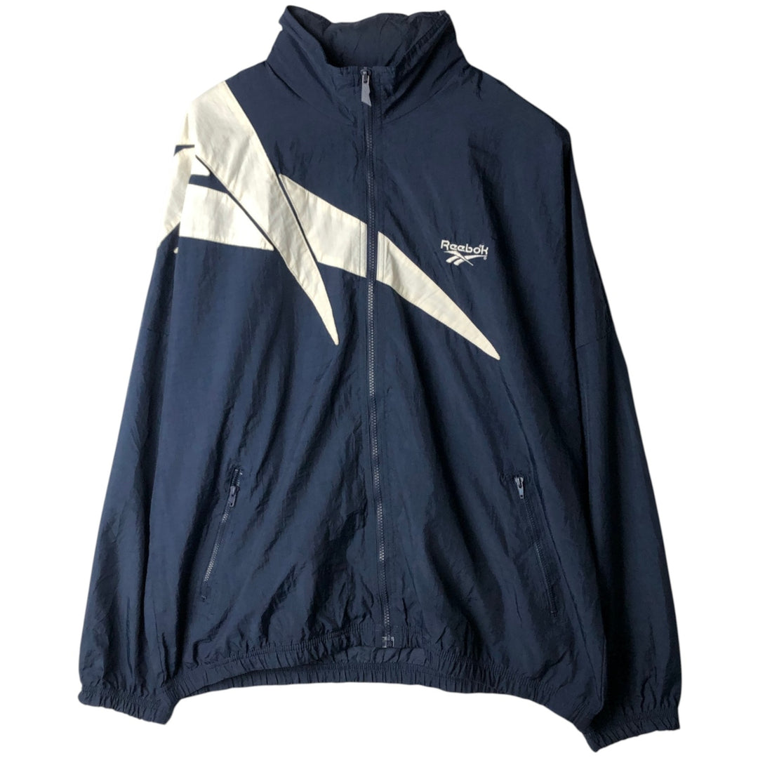 90'S Reebok nylon jacket, men's size L, vintage Nylon navy blue type Vintage Second Hand