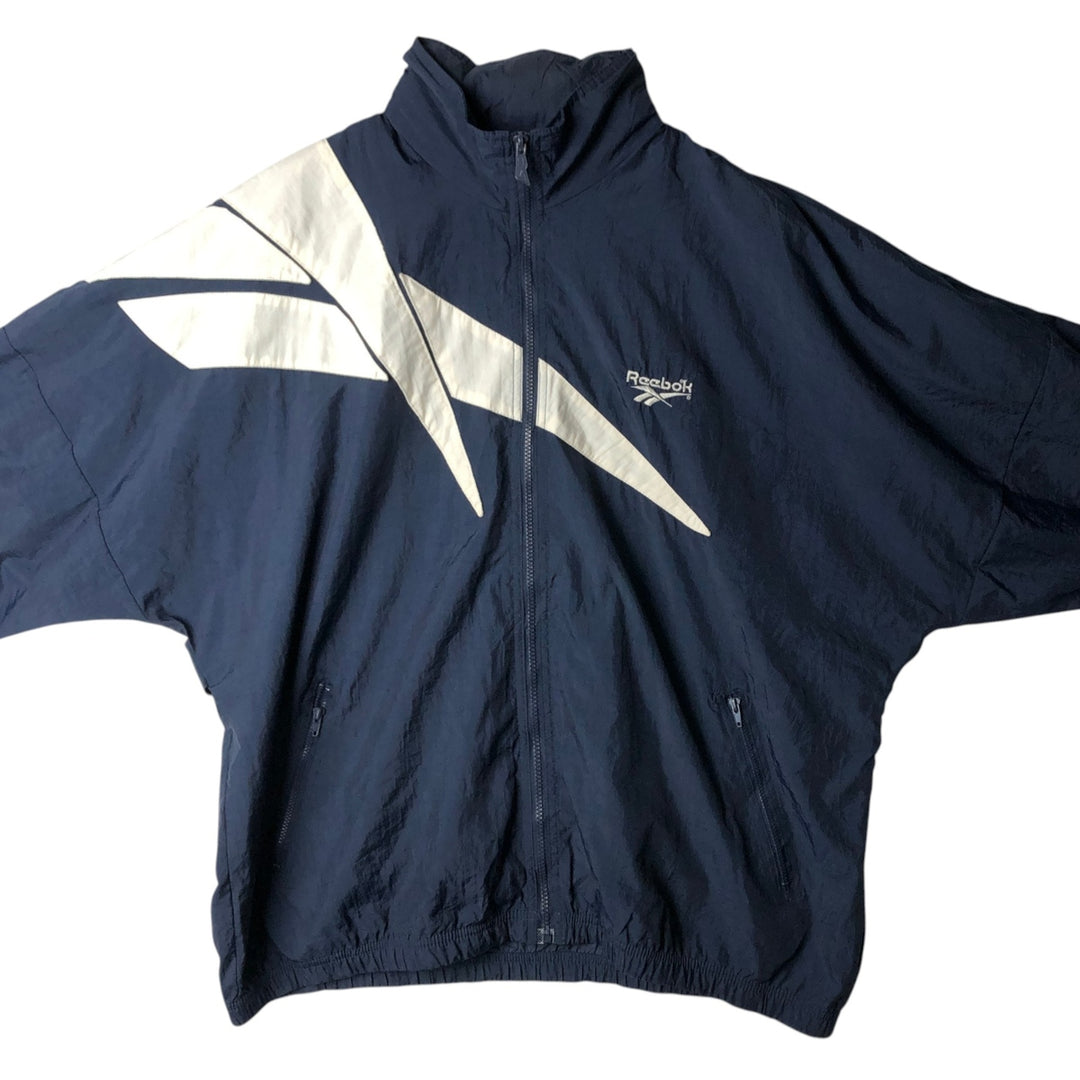 90'S Reebok nylon jacket, men's size L, vintage Nylon navy blue type Vintage Second Hand