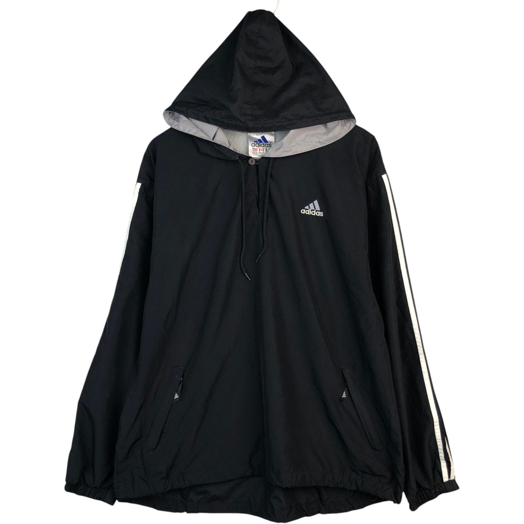 Adidas hooded nylon pullover, men's size M (approx.) polyester black type Vintage Second Hand