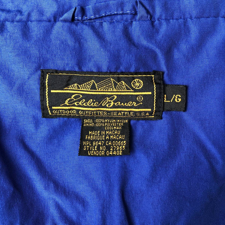 80s-90'S Eddie Bauer Black Tag Nylon Jacket Men's Size L Vintage Nylon blue type Vintage Second Hand