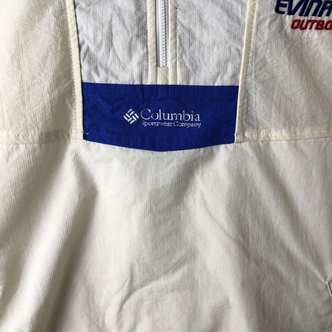 90s-00'S Columbia Evinrude Ripstop Advertising Anorak Jacket, Women's Size L (approx.) Nylon pale white type Vintage Second Hand