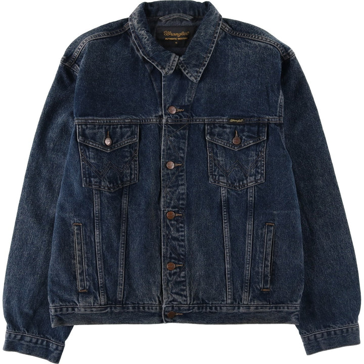 Wrangler Authentic Western Denim Jacket (Men's Size XL) cotton Navy blue Vintage Second Hand