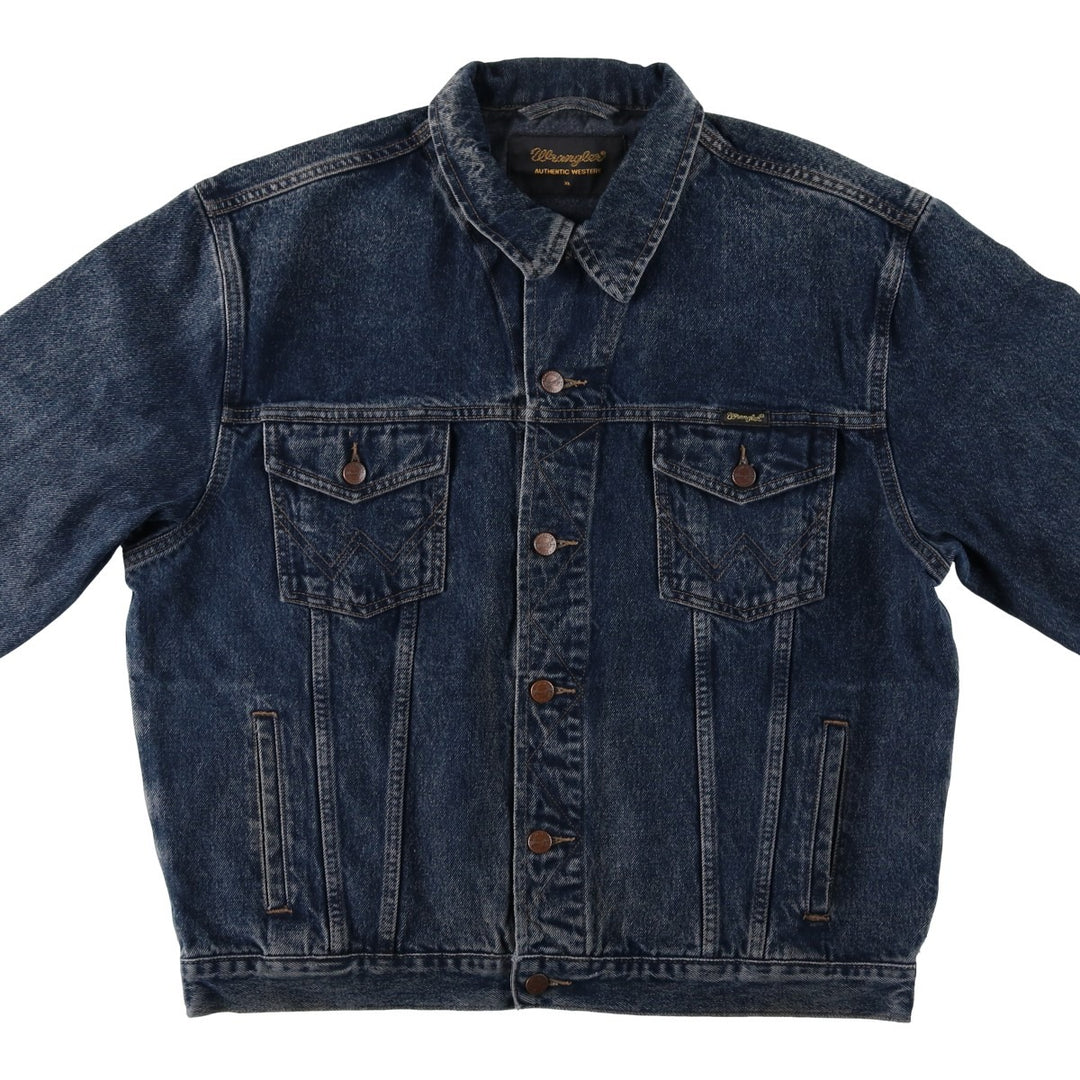 Wrangler Authentic Western Denim Jacket (Men's Size XL) cotton Navy blue Vintage Second Hand