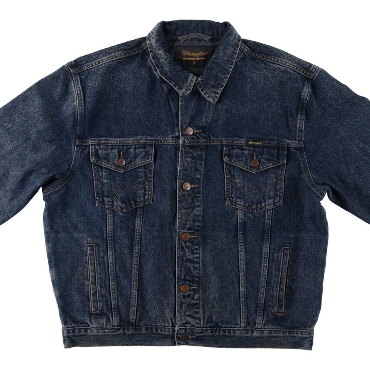 Wrangler Authentic Western Denim Jacket (Men's Size XL) cotton Navy blue Vintage Second Hand