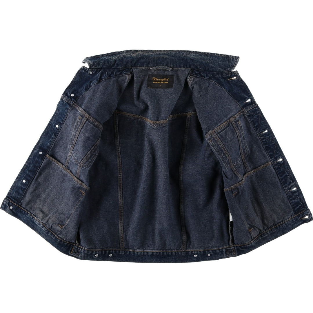 Wrangler Authentic Western Denim Jacket (Men's Size XL) cotton Navy blue Vintage Second Hand