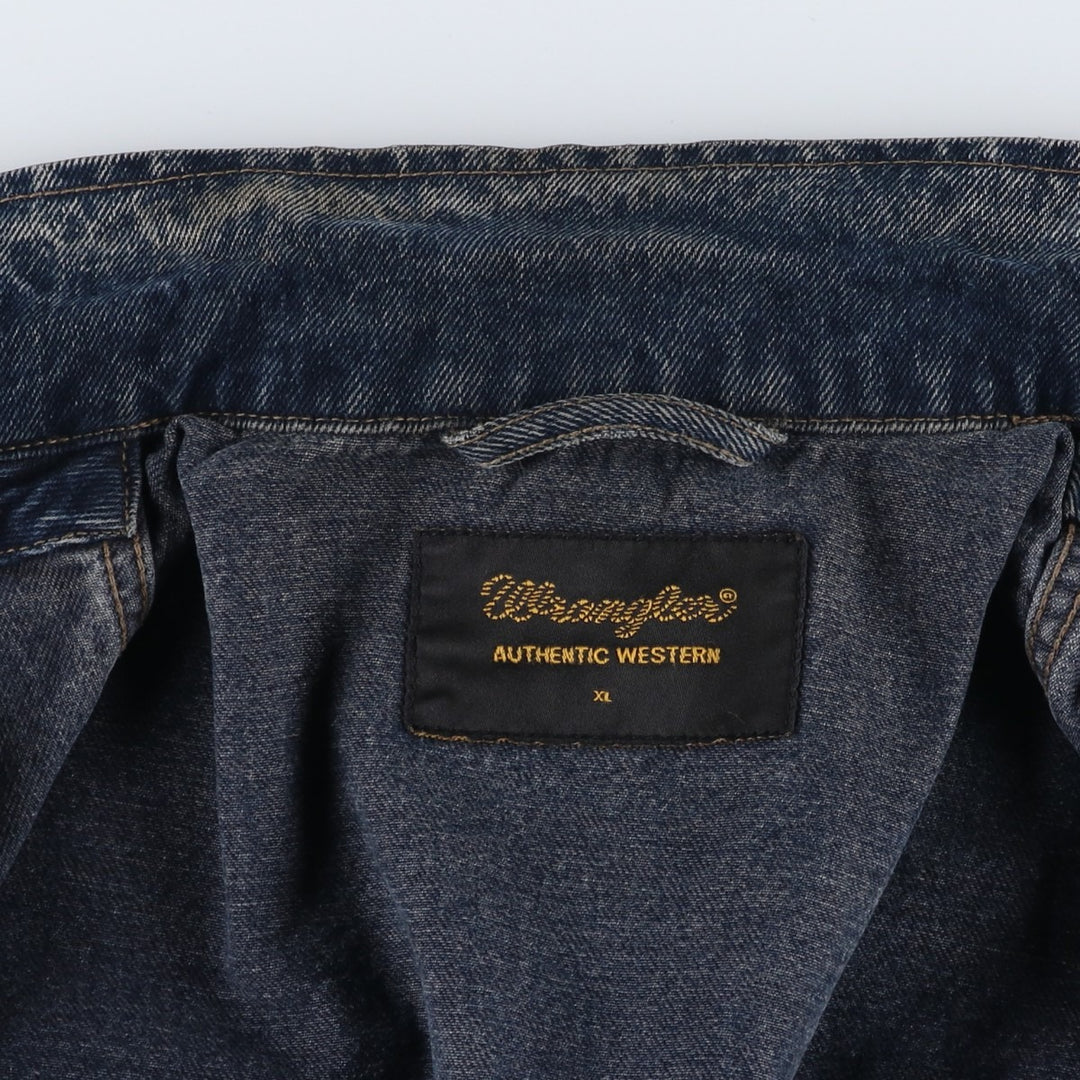 Wrangler Authentic Western Denim Jacket (Men's Size XL) cotton Navy blue Vintage Second Hand