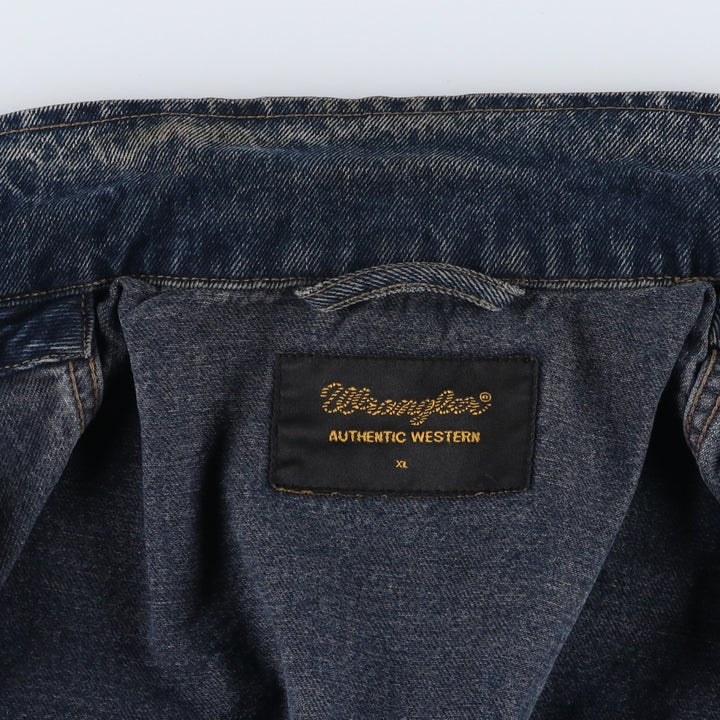 Wrangler Authentic Western Denim Jacket (Men's Size XL) cotton Navy blue Vintage Second Hand