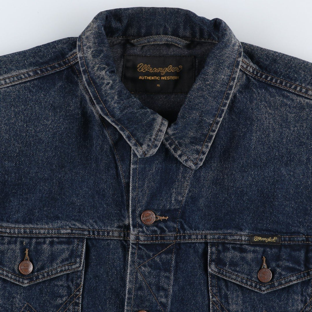 Wrangler Authentic Western Denim Jacket (Men's Size XL) cotton Navy blue Vintage Second Hand