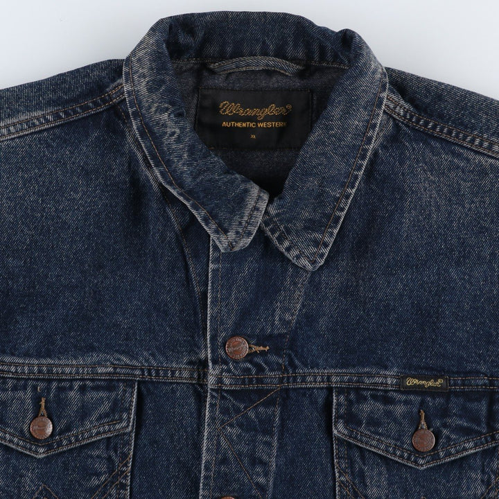Wrangler Authentic Western Denim Jacket (Men's Size XL) cotton Navy blue Vintage Second Hand